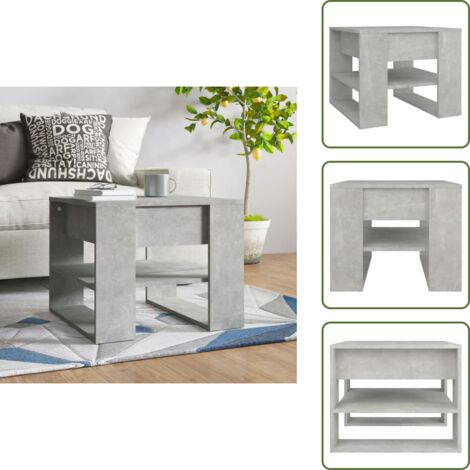 The Living Store Mesa de centro madera de ingeniería gris hormigón 55,5x55x45 cm - Mesa de centro gris hormigón