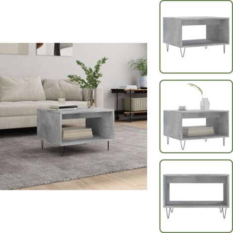 The Living Store Mesa de centro madera de ingeniería gris hormigón 60x50x40 cm - Madera contrachapada