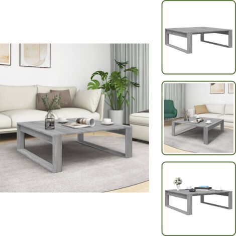The Living Store Mesa de centro madera de ingeniería gris Sonoma 100x100x35 cm - Madera contrachapada