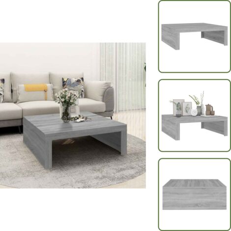 The Living Store Mesa de centro madera de ingeniería gris Sonoma 100x100x35 cm - Madera contrachapada