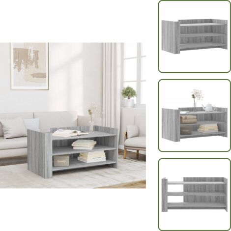 The Living Store Mesa de centro madera de ingeniería gris Sonoma 100x50x50 cm - Madera de ingeniería