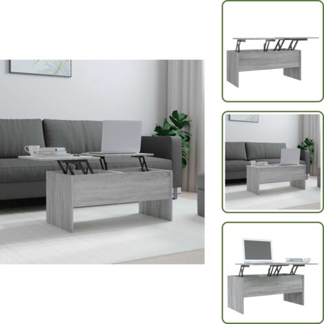 The Living Store Mesa de centro madera de ingeniería gris Sonoma 102x50,5x46,5cm - Madera contrachapada