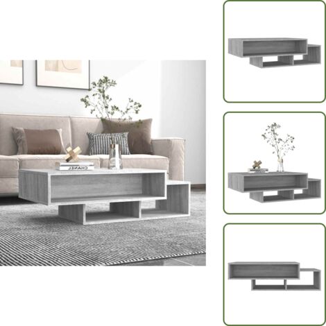The Living Store Mesa de centro madera de ingeniería gris Sonoma 105x55x32 cm - Madera contrachapada