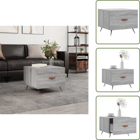 The Living Store Mesa de centro madera de ingeniería gris Sonoma 50x50x40 cm - Madera de ingeniería