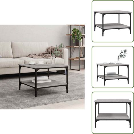 The Living Store Mesa de centro madera de ingeniería gris Sonoma 55x55x40 cm - Madera contrachapada