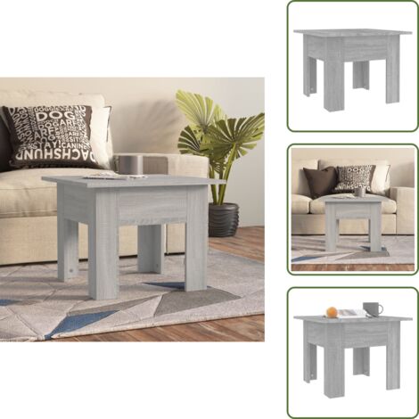 The Living Store Mesa de centro madera de ingeniería gris Sonoma 55x55x42 cm - Mesa de salón