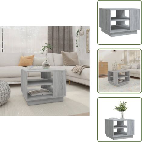 The Living Store Mesa de centro madera de ingeniería gris Sonoma 55x55x43 cm - Mesa de salón