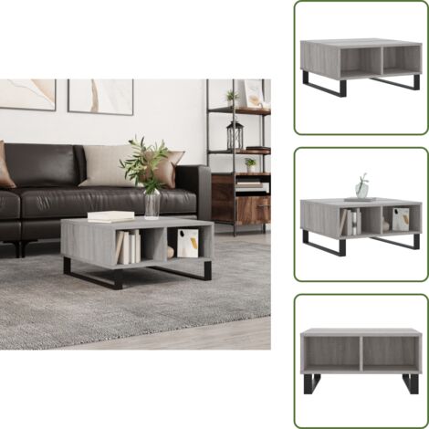 The Living Store Mesa de centro madera de ingeniería gris Sonoma 60x60x30 cm - Madera contrachapada
