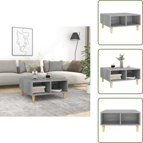 The Living Store Mesa de centro madera de ingeniería gris Sonoma 60x60x30 cm - Mesa auxiliar