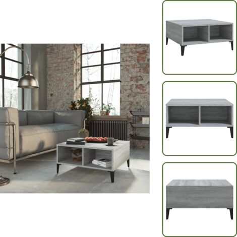 The Living Store Mesa de centro madera de ingeniería gris Sonoma 60x60x30 cm - Mesa de salón