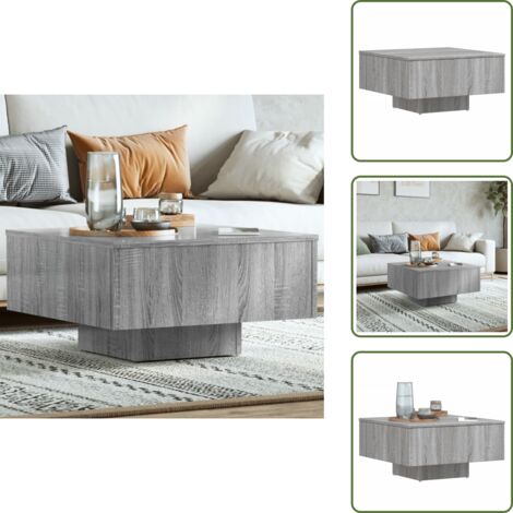 The Living Store Mesa de centro madera de ingeniería gris Sonoma 60x60x31,5 cm - Mesa de centro gris