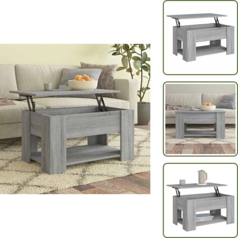 The Living Store Mesa de centro madera de ingeniería gris Sonoma 79x49x41 cm - Mesa de comedor
