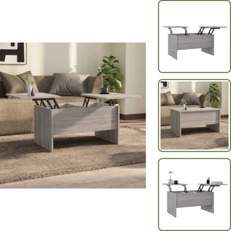 The Living Store Mesa de centro madera de ingeniería gris Sonoma 80x50x42,5 cm - Madera contrachapada