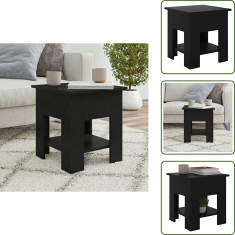 The Living Store Mesa de centro madera de ingeniería negra 40x40x42 cm - Mesa de salón
