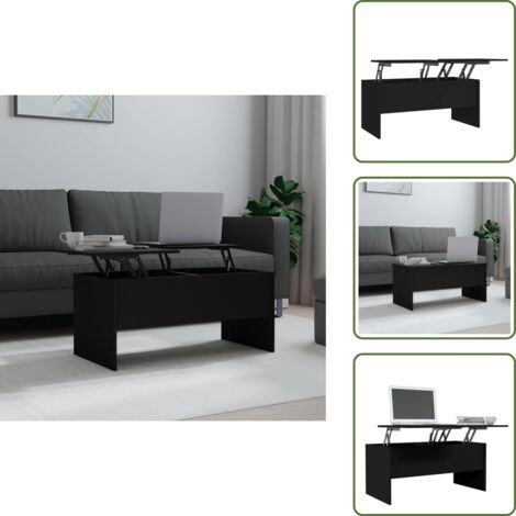 The Living Store Mesa de centro madera de ingeniería negro 102x50,5x46,5 cm - Madera contrachapada