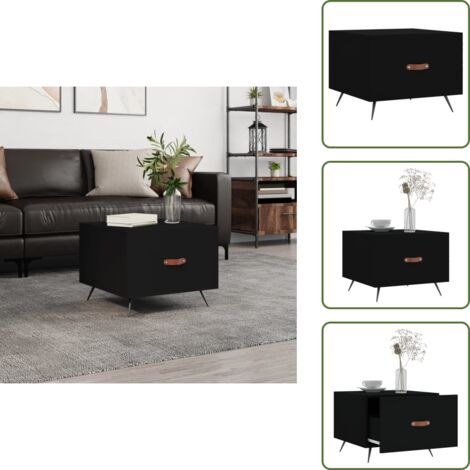 The Living Store Mesa de centro madera de ingeniería negro 50x50x40 cm - Madera de ingeniería