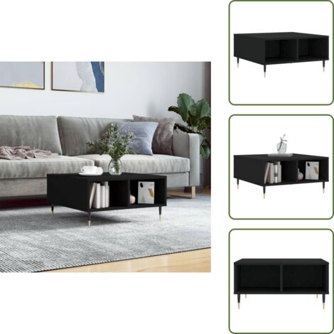 The Living Store Mesa de centro madera de ingeniería negro 60x60x30 cm - Madera contrachapada