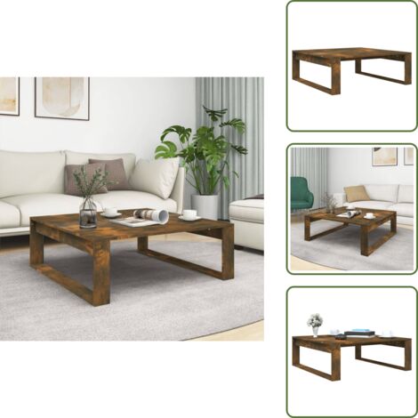 The Living Store Mesa de centro madera de ingeniería roble ahumado 100x100x35 cm - Madera contrachapada