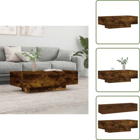 The Living Store Mesa de centro madera de ingeniería roble ahumado 100x49,5x31cm - Madera de ingeniería