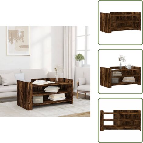 The Living Store Mesa de centro madera de ingeniería roble ahumado 100x50x50 cm - Madera de ingeniería