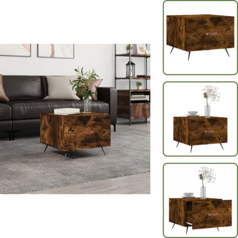 The Living Store Mesa de centro madera de ingeniería roble ahumado 50x50x40 cm - Madera de ingeniería