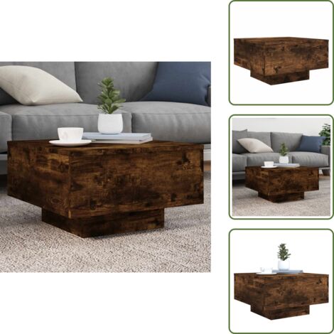 The Living Store Mesa de centro madera de ingeniería roble ahumado 55x55x31 cm - Mesa auxiliar