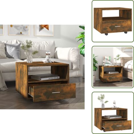 The Living Store Mesa de centro madera de ingeniería roble ahumado 55x55x40 cm - Madera contrachapada