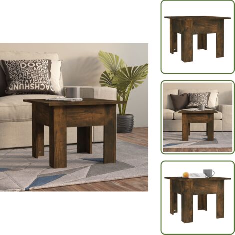 The Living Store Mesa de centro madera de ingeniería roble ahumado 55x55x42 cm - Mesa de salón