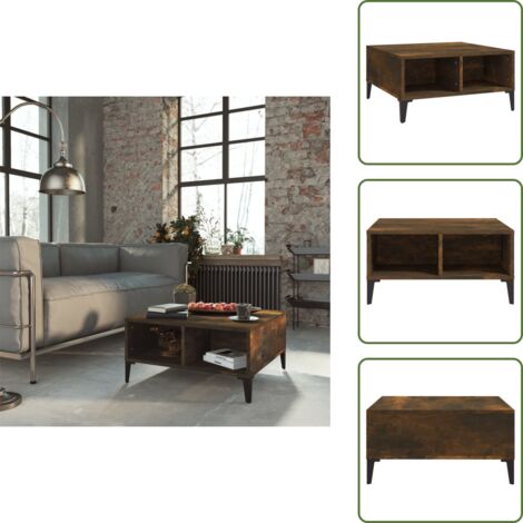 The Living Store Mesa de centro madera de ingeniería roble ahumado 60x60x30 cm - Mesa de salón
