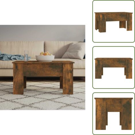 The Living Store Mesa de centro madera de ingeniería roble ahumado 79x49x41 cm - Mesa de comedor
