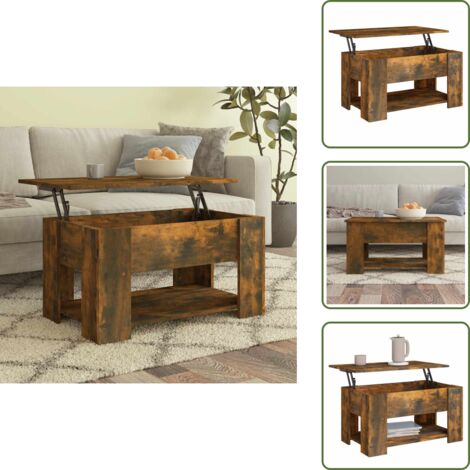 The Living Store Mesa de centro madera de ingeniería roble ahumado 79x49x41 cm - Mesa de comedor