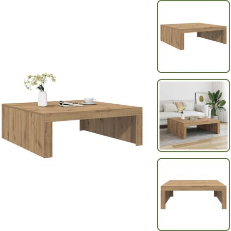 The Living Store Mesa de centro madera de ingeniería roble artisan 100x100x35 cm - Madera contrachapada