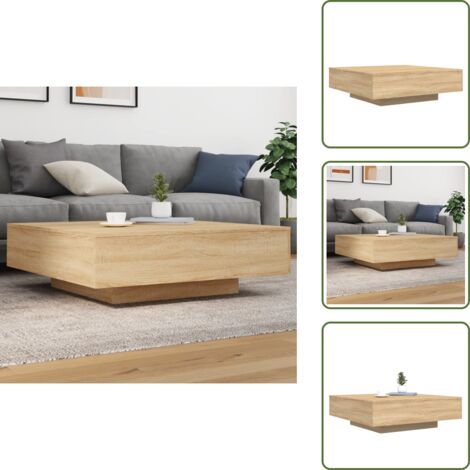 The Living Store Mesa de centro madera de ingeniería roble Sonoma 100x100x31 cm - Mesa de salón
