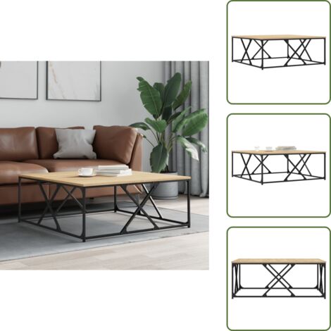 The Living Store Mesa de centro madera de ingeniería roble Sonoma 100x100x40 cm - Madera de ingeniería