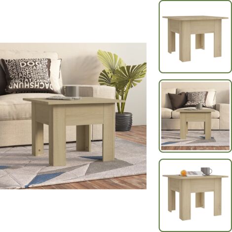 The Living Store Mesa de centro madera de ingeniería roble Sonoma 55x55x42 cm - Mesa de salón
