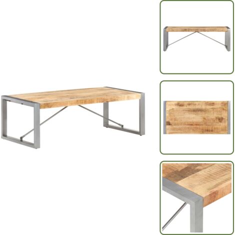 The Living Store Mesa de centro madera de mango rugosa 120x60x40 cm - Mesa de salón