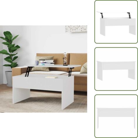 The Living Store Mesa de centro madera ingeniería blanco brillo 80x50,5x41,5 cm - Mesa de comedor