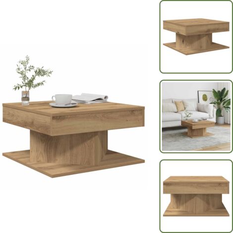 The Living Store Mesa de centro madera ingeniería roble artisan 55x55x30 cm - Madera de ingeniería