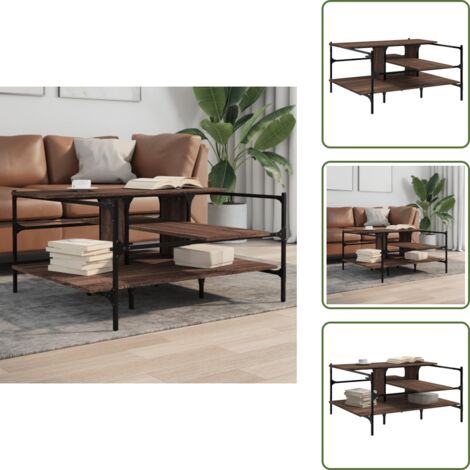 The Living Store Mesa de centro madera ingeniería roble marrón 100x100x48,5 cm - Madera de ingeniería