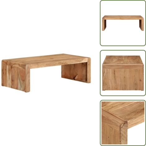 The Living Store Mesa de centro madera maciza acacia 110x55x35 cm - Madera maciza