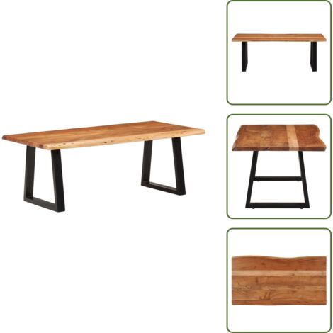 The Living Store Mesa de centro madera maciza acacia 110x55x40 cm - Madera de acacia