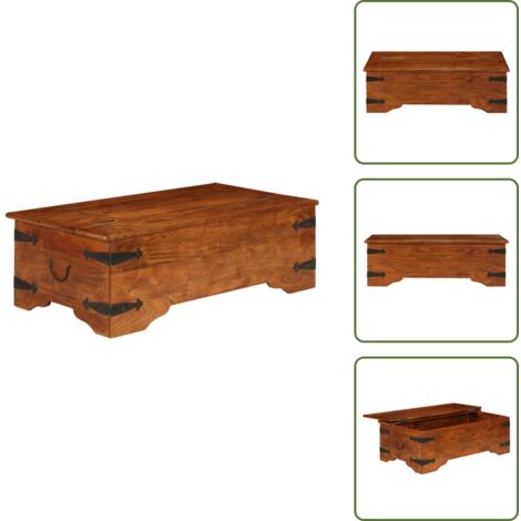The Living Store Mesa de centro madera maciza acacia acabado miel 110x55x35 cm - Madera maciza