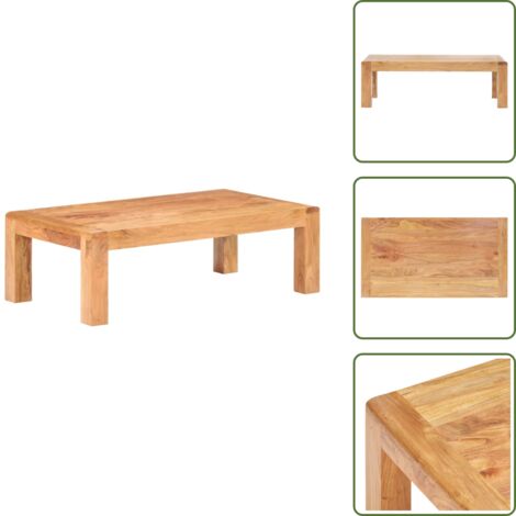 The Living Store Mesa de centro madera maciza acacia acabado miel 110x60x35 cm - Madera maciza