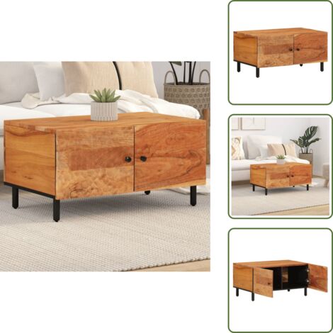 The Living Store Mesa de centro madera maciza de acacia 80x50x40 cm - Acacia