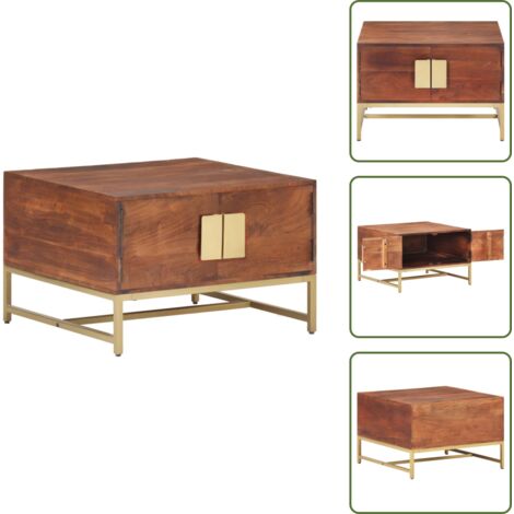 The Living Store Mesa de centro madera maciza de acacia marrón miel 67x67x45 cm - Mesa de salón
