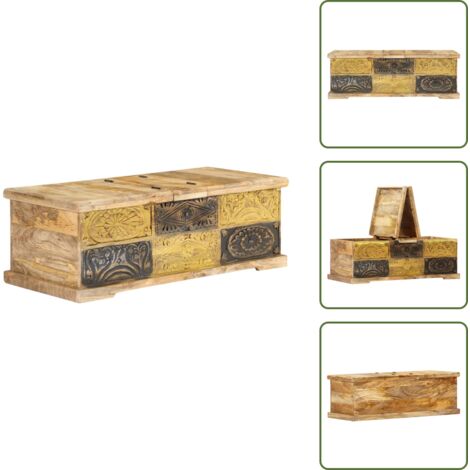 The Living Store Mesa de centro madera maciza de mango 100x50x35 cm - Madera de mango
