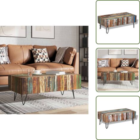 The Living Store Mesa de centro madera maciza reciclada 100x50x38 cm - Madera reciclada