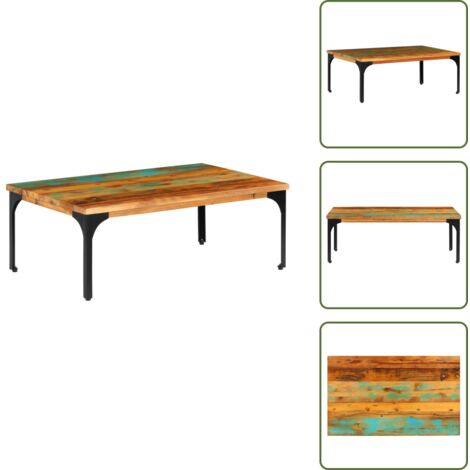 The Living Store Mesa de centro madera maciza reciclada 100x60x35 cm - Madera reciclada