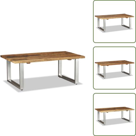 The Living Store Mesa de centro madera maciza reciclada 100x60x38 cm - Madera maciza