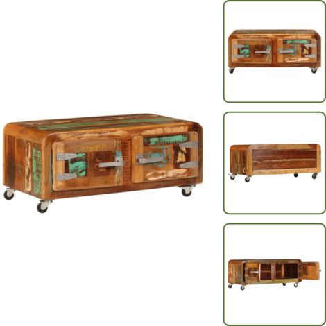 The Living Store Mesa de centro madera maciza reciclada 85x55x40 cm - Madera reciclada